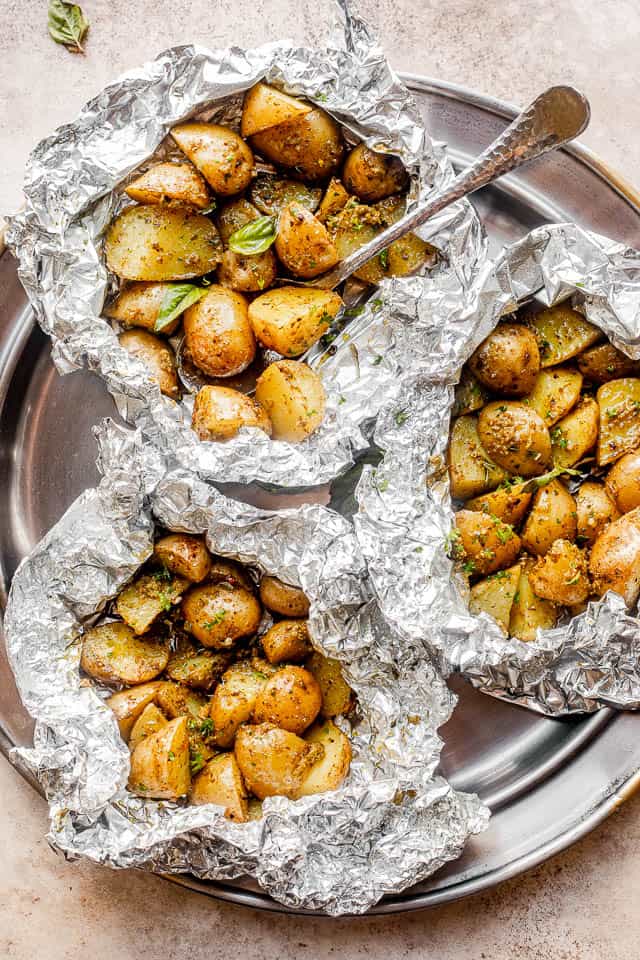 Basil Pesto Grilled Potatoes in Foil -Diethood